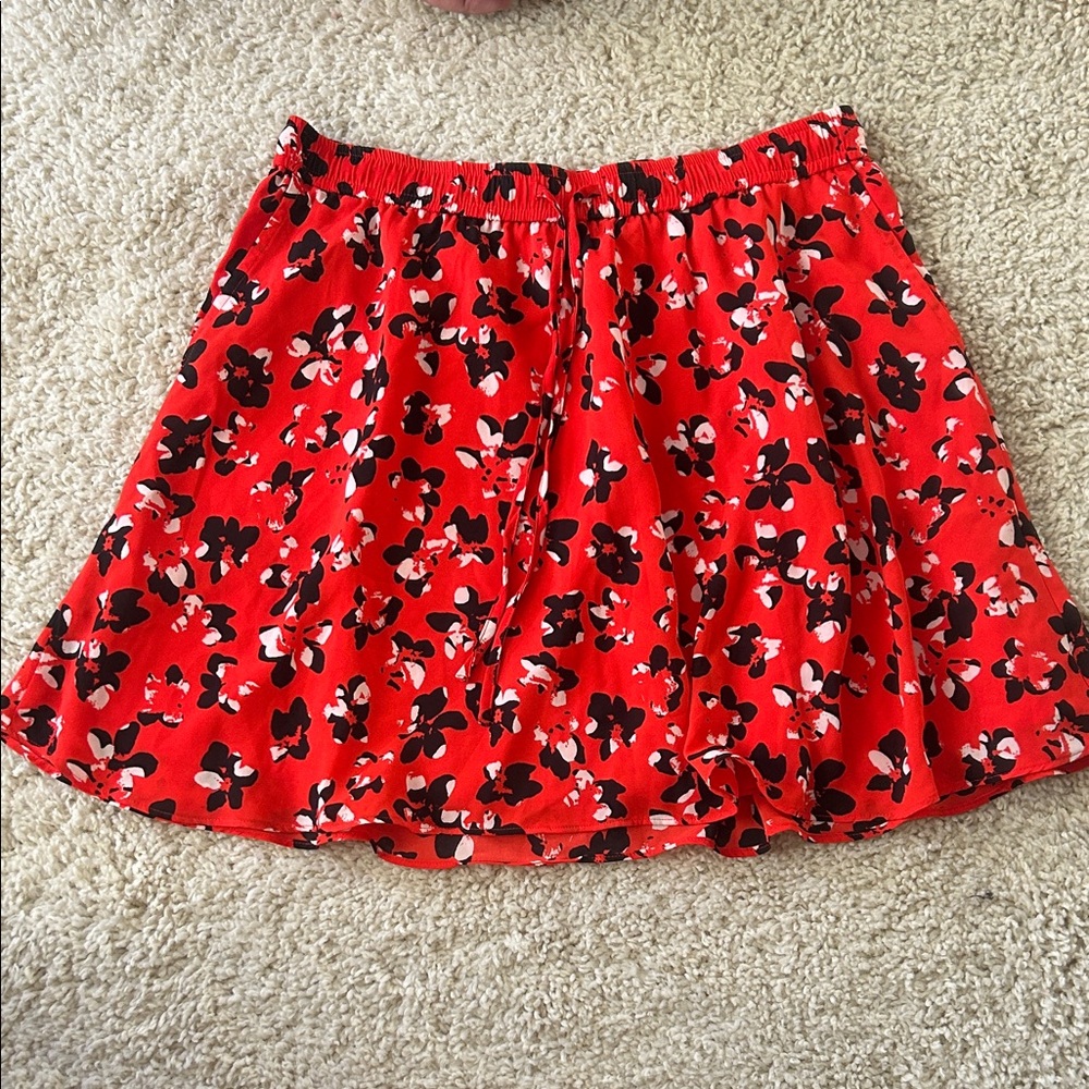 Banana Republic Red Floral Skater Skirt